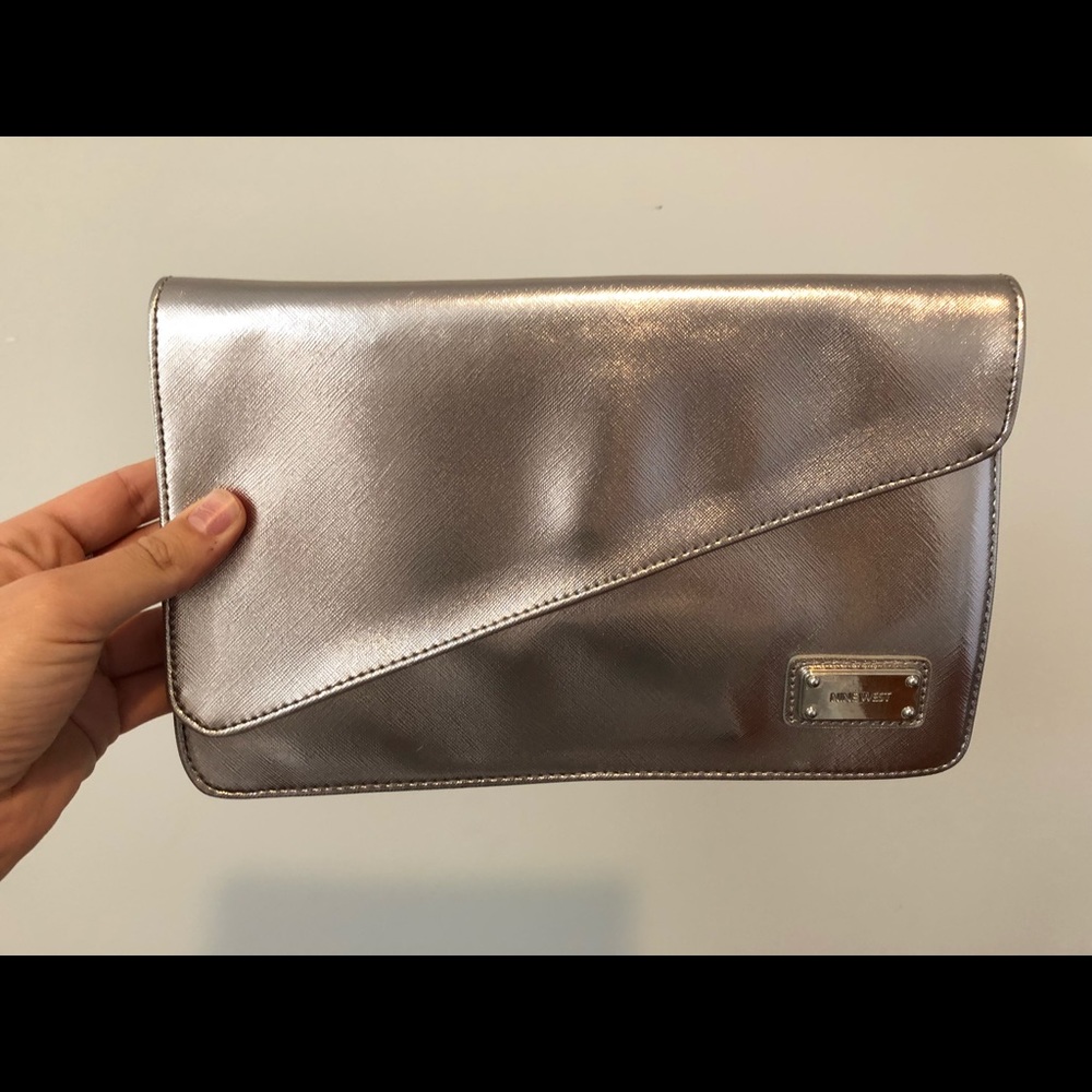 Silver gold metallic Nine West clutch